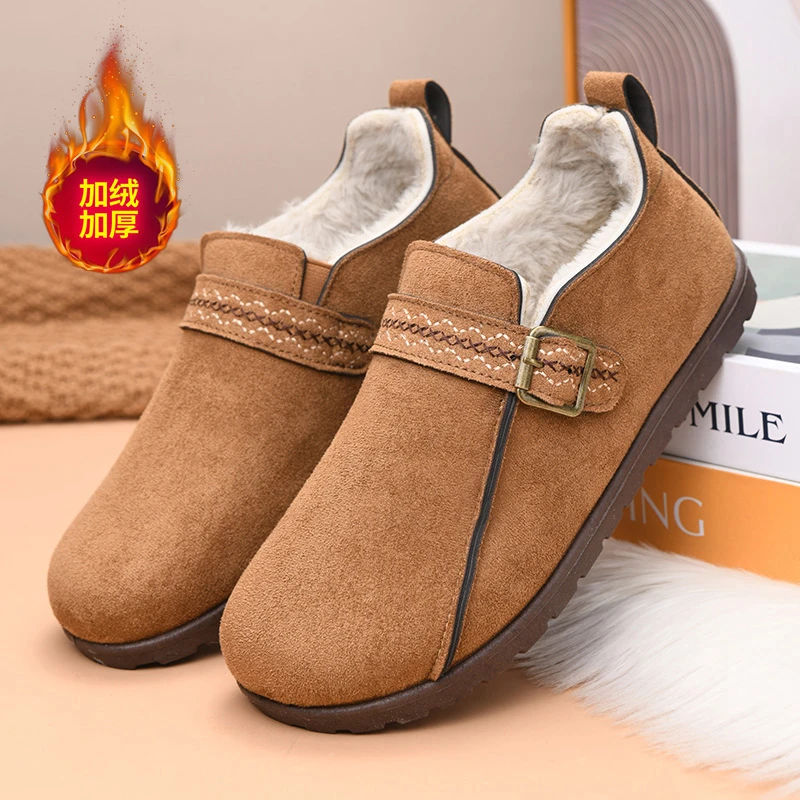 勃肯鞋短靴2025秋冬新款加绒休闲懒人一脚蹬低帮浅口妈妈豆豆鞋