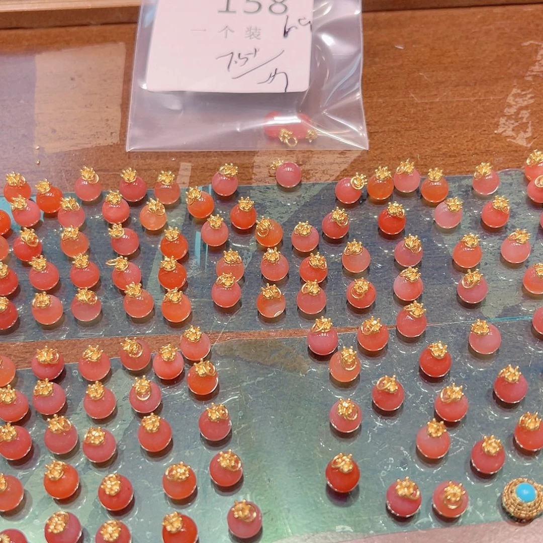 玛瑙/玉髓珠宝半成品银S925镀金镶嵌158