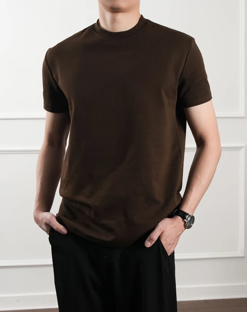 3-in-o-美式复古小众简约纯色圆领正肩短袖修身T恤百搭-ODL29