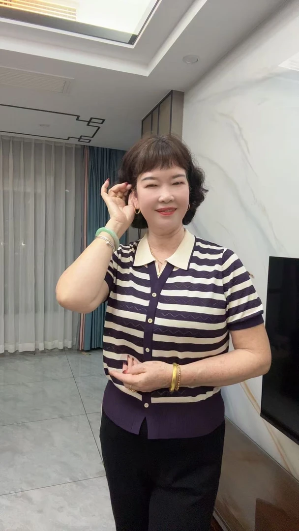 8979妈妈装夏季条纹短袖上衣