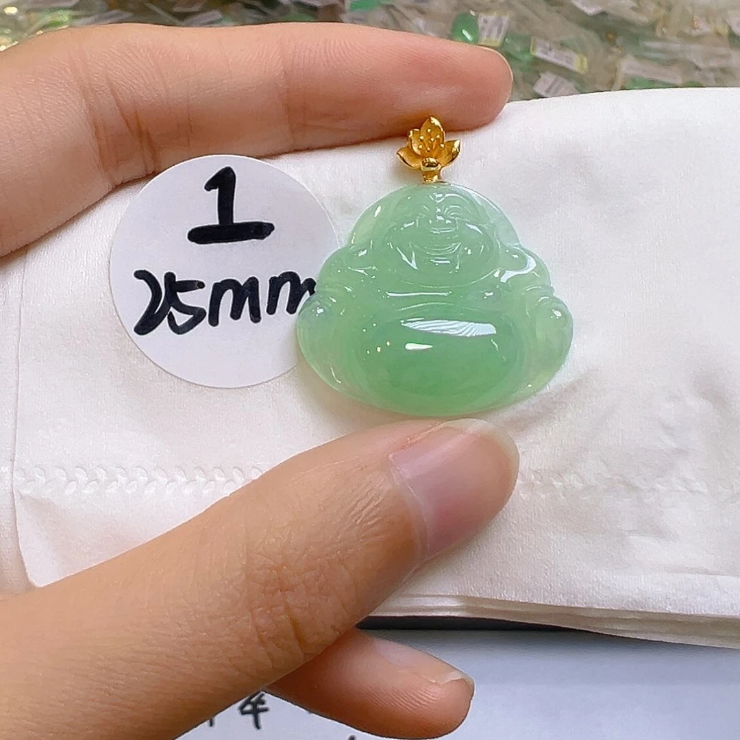 翡翠18K金镶嵌吊坠(不含链)翡翠