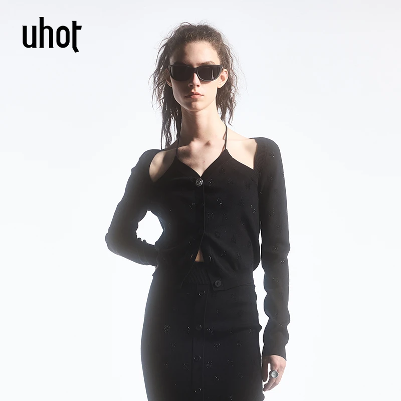 uhot 黑色针织开衫 UWFW1Z068