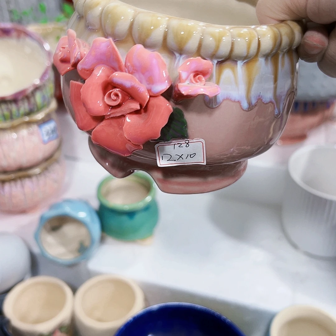 有孔外贸尾单陶瓷花盆凑单10米包邮