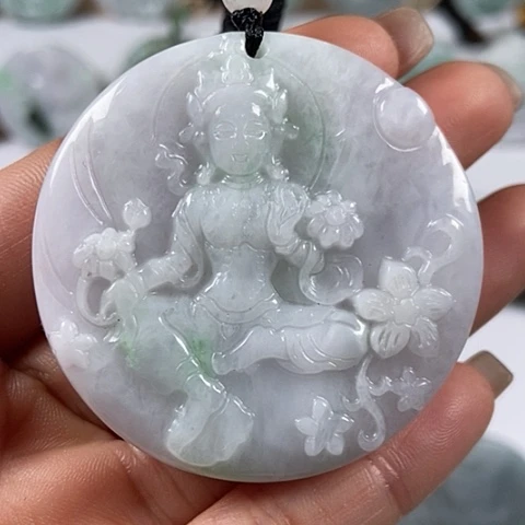 翡翠颈饰未镶嵌山水观音两面工福利