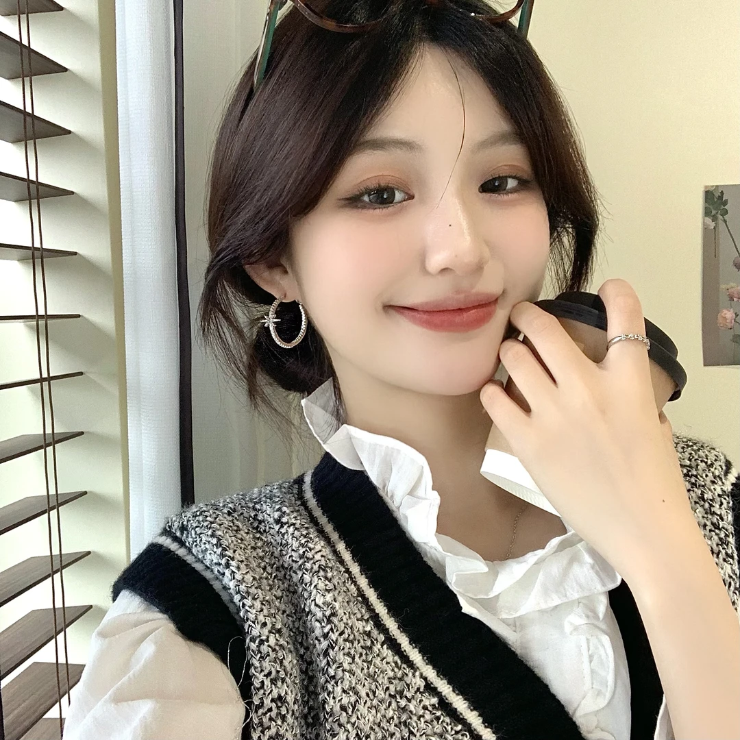 FULL GIRLISH耳环01730八芒星圈圈耳钉耳饰