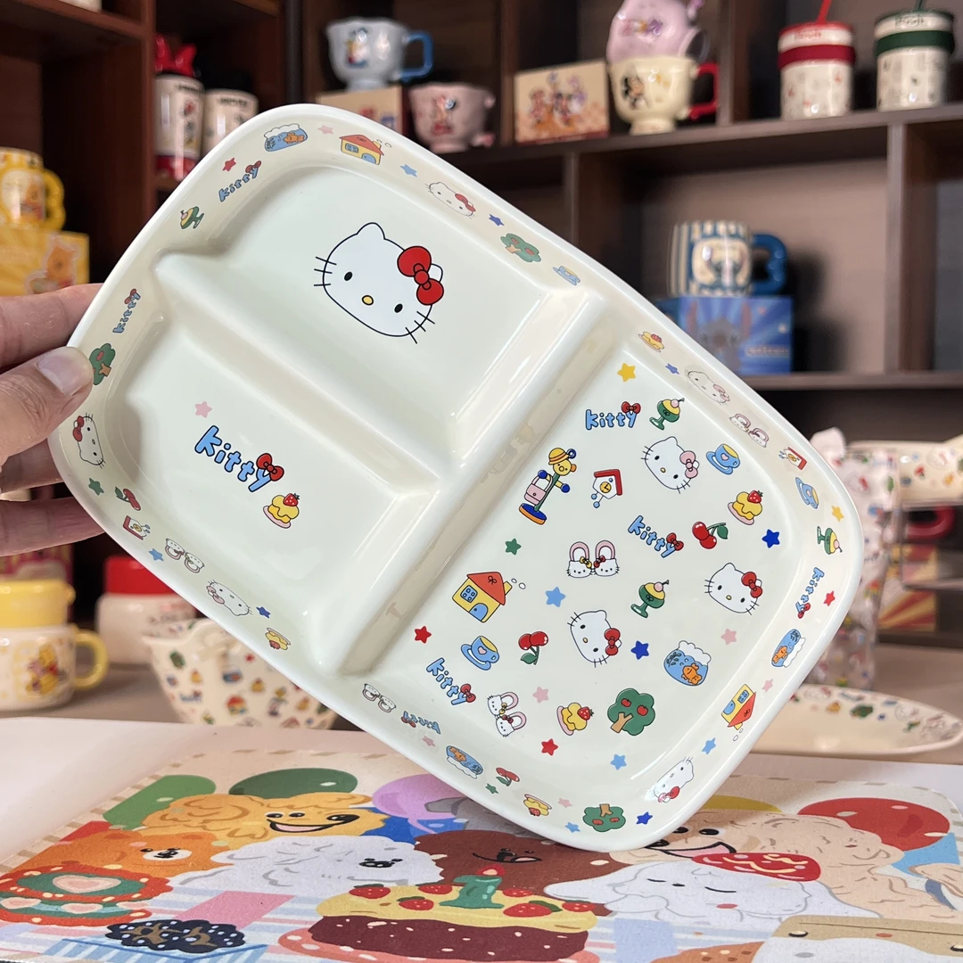 出口尾单 乐园小猫 三格分餐盘1只装