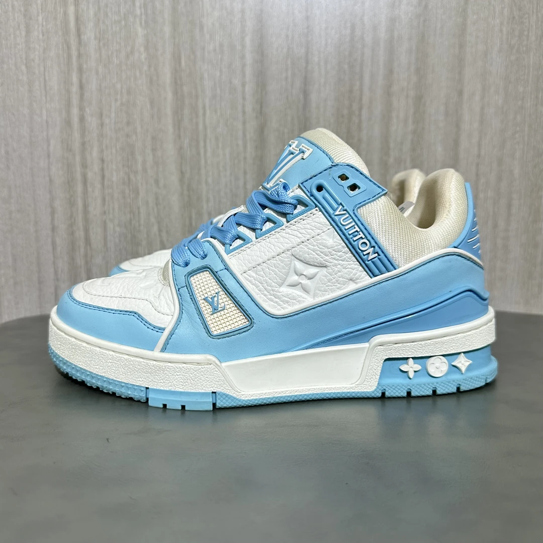 95新 LouisVuitton/路易威登 34.5码 trainer 蓝白 低帮板鞋