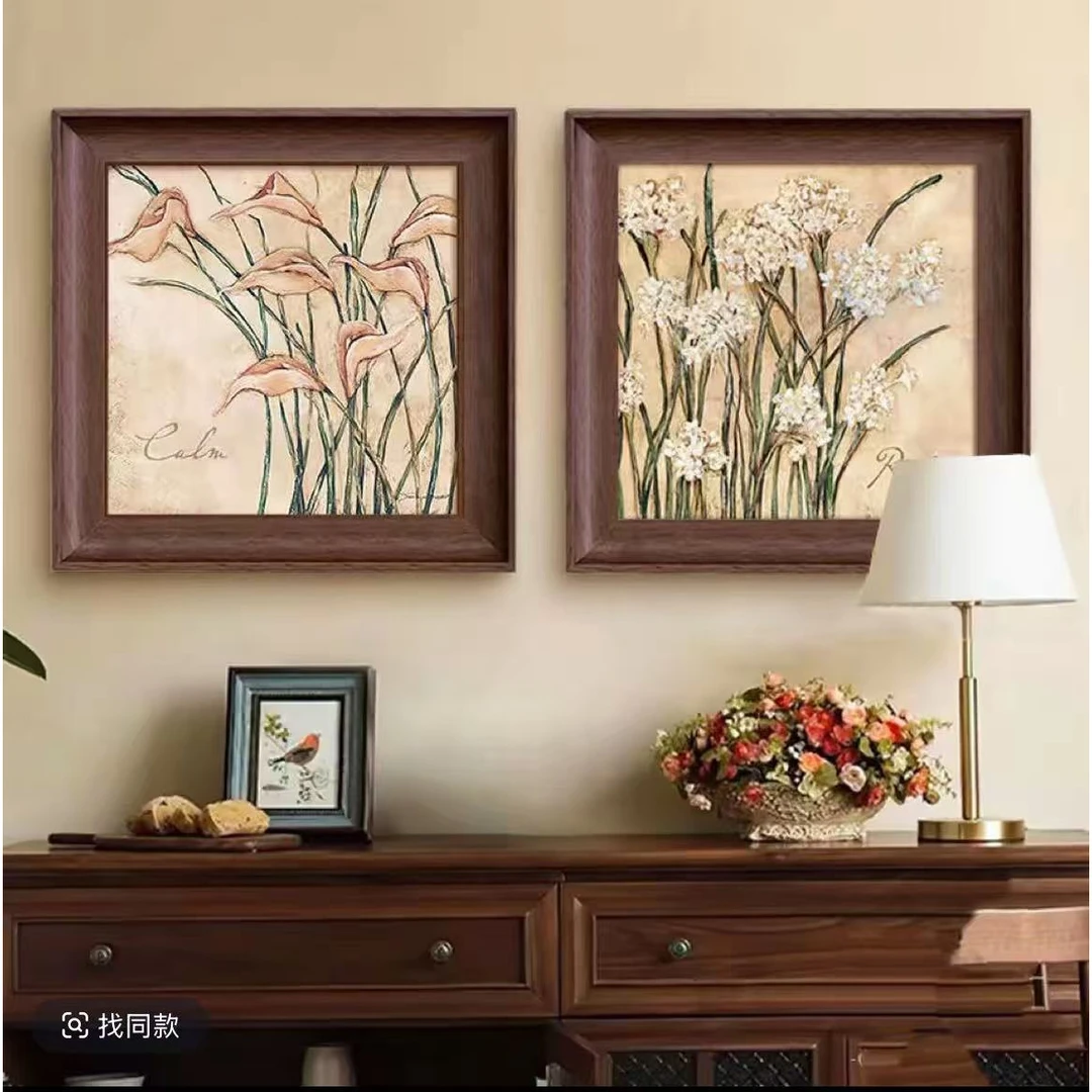 SA09法式中古风玄关餐厅装饰画马蹄莲50*50*2