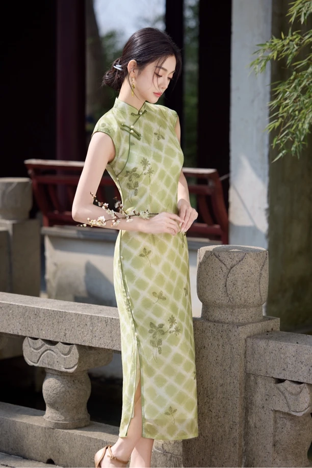 513 年轻款无袖长款|哈密瓜|旗袍