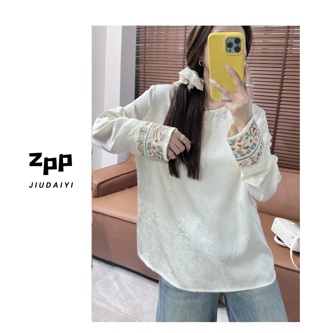 玖黛衣现货【空墨竹】新款中式圆领轻奢高级衬衫CYP38236