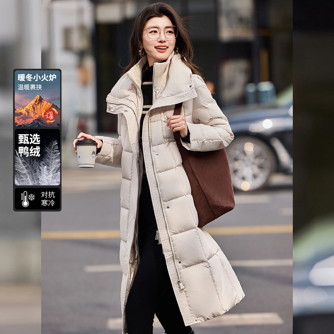 【商场同款新品】白鹿语冬款通勤立领拼接螺纹羽绒服 FBX10318