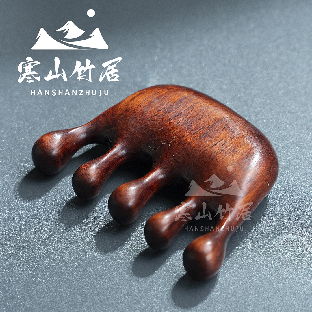 SZ015（木语）木质紫檀木小胖手梳子高端家用便携木梳摆件