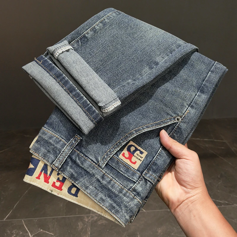 2025秋季新款复古蓝男士牛仔裤轻奢高端百搭时尚弹力修身长裤子男