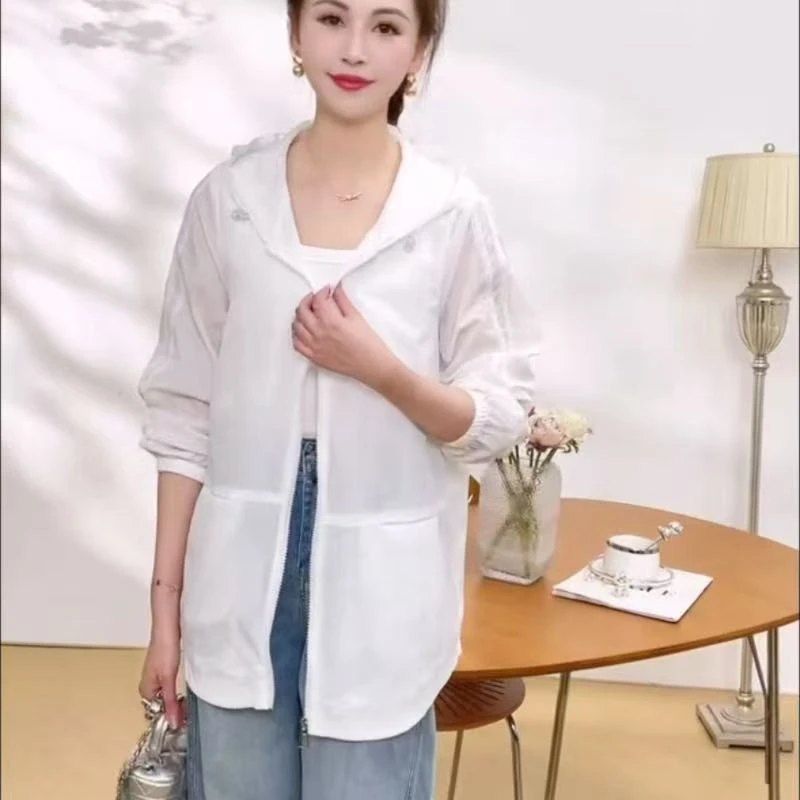 【丽丽家】大码女装夏季薄款百搭连帽休闲长袖防晒外套513