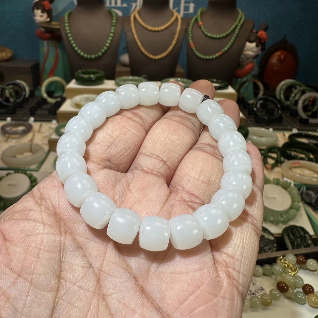 和田玉白玉手串卡10