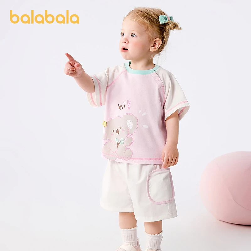 巴拉巴拉宝宝短袖套装男童夏装女童洋气两件套儿童2025新款半袖