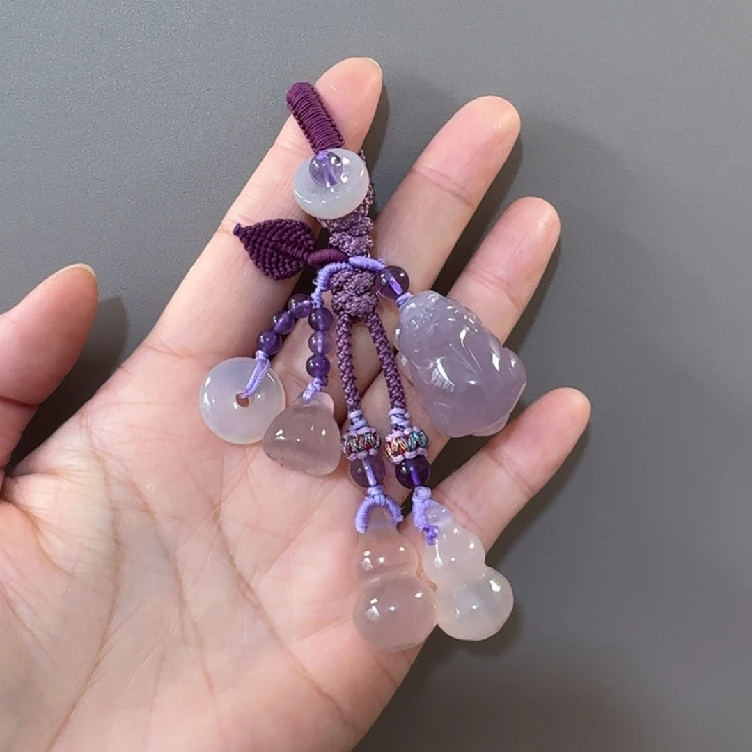 玛瑙/玉髓未镶嵌钥匙挂件