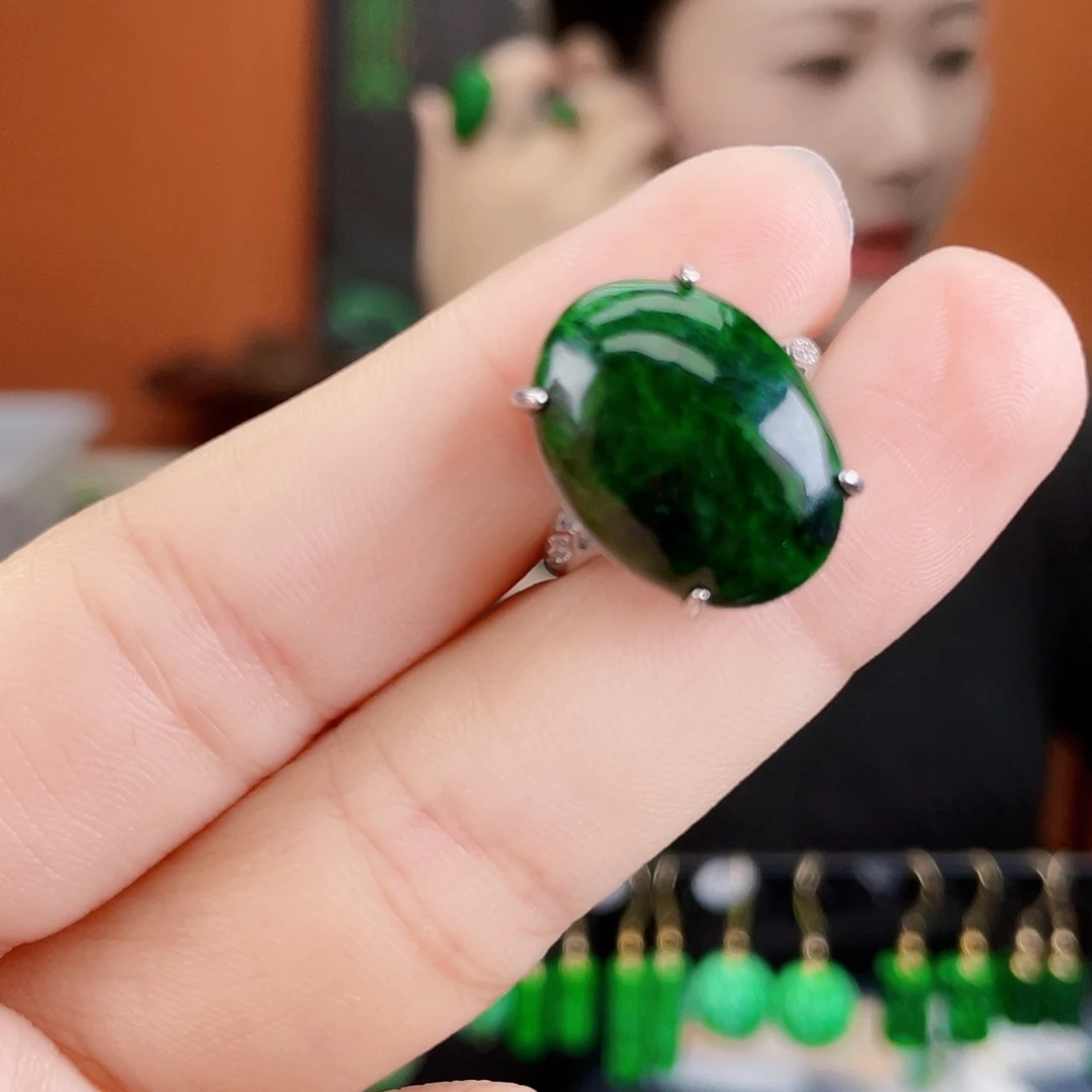 翡翠银S925镶嵌耳饰