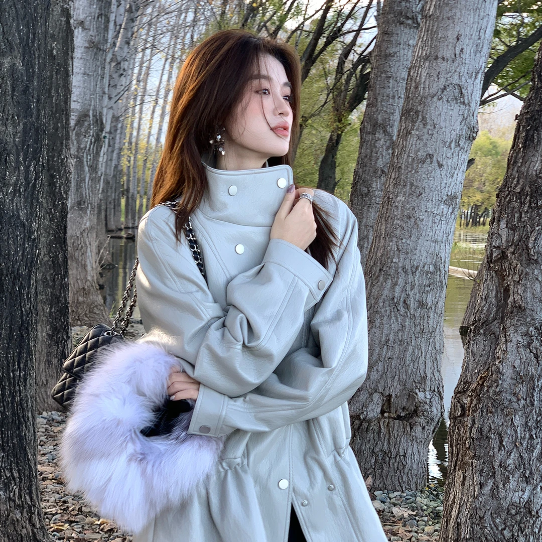 【雪白木香】黑标都市大女主超柔风衣式羽绒服