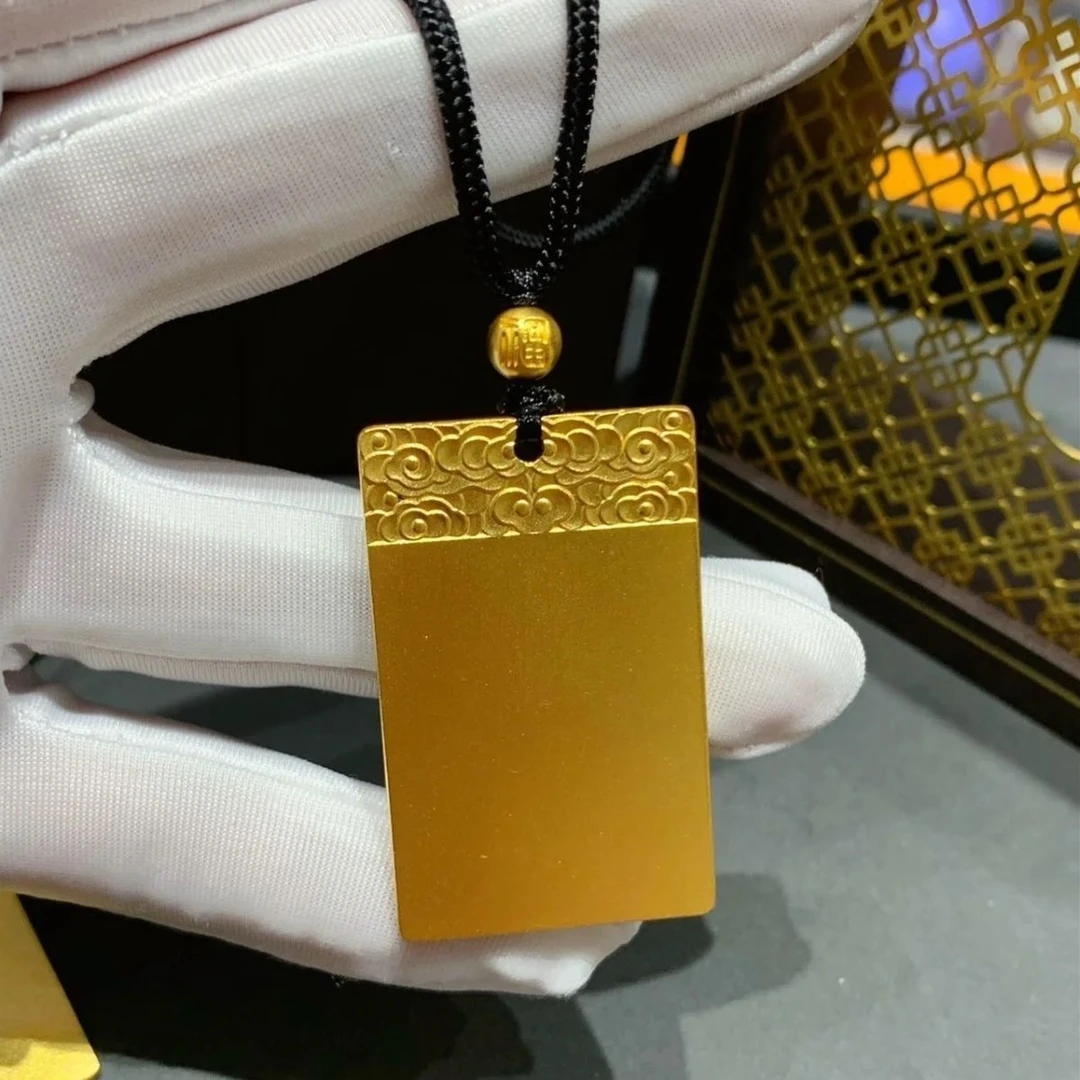 合金吊坠 合金 时尚饰品 百搭款黄色无事牌吊坠