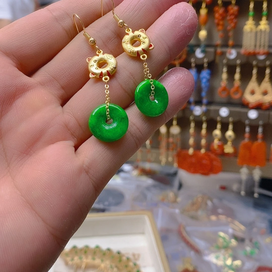 翡翠合金耳饰翡翠