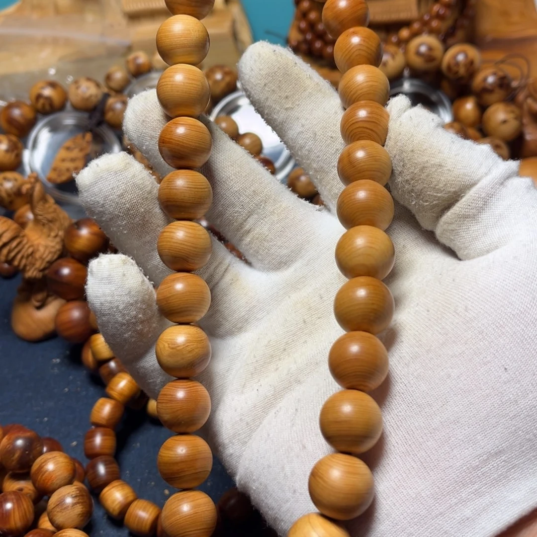 柏木（崖柏）手串/手链1.5鸡油黄北太行蚕丝细纹甜果香