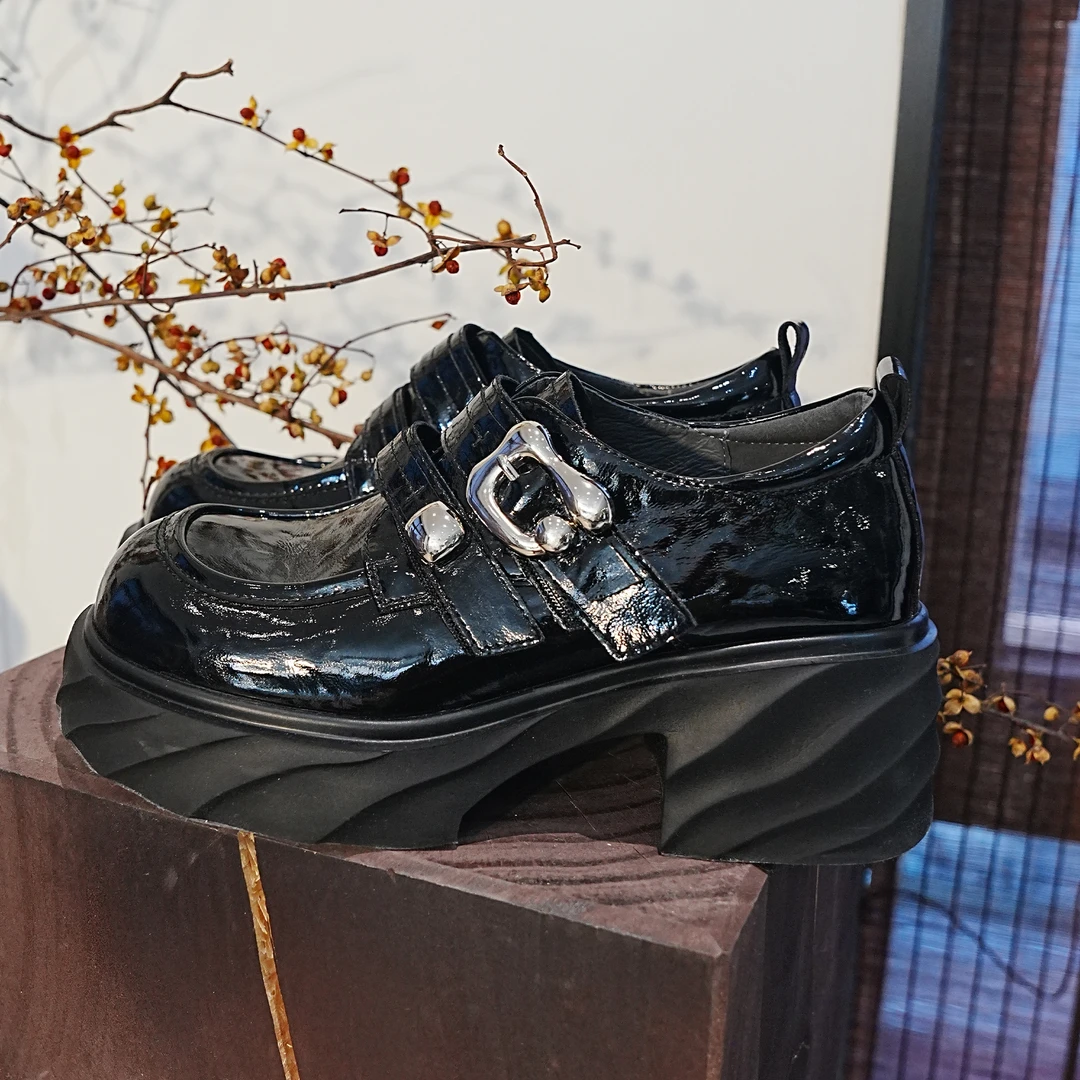 金雀绫【乐小福】时尚厚底真皮乐福鞋百搭粗跟小皮鞋SZAK3XAM124