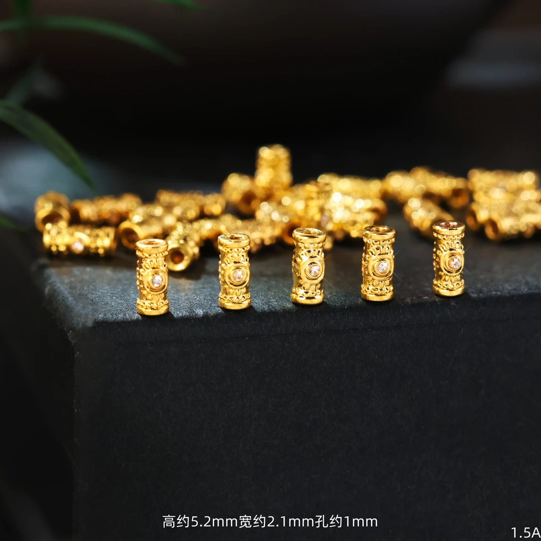 【金豆工厂直发】18K金加粗加厚豪镶金管隔珠直管（厚5D金）A