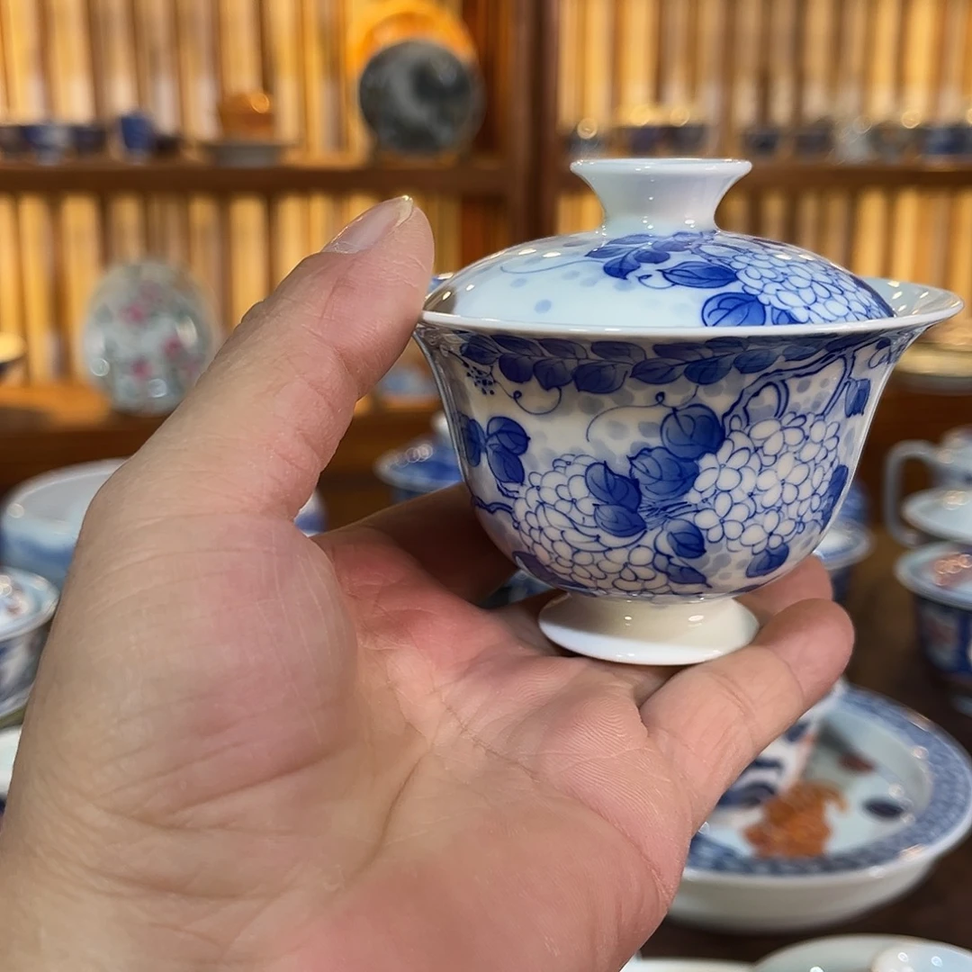 錡镇堂手工手绘绘盖碗