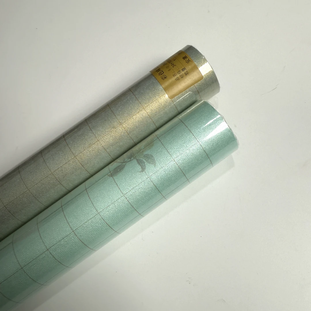 两卷装处理！珠光花影带格长卷蜡染珠光鎏金小楷作品纸