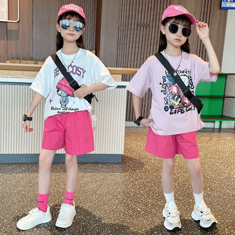 女童夏装套装中大儿童运动薄款短袖短裤宽松两件套夏季女孩炸街潮