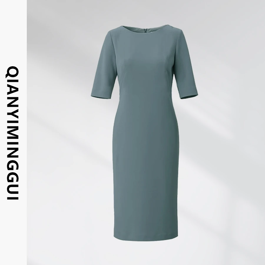 【春夏新款】五分袖薄款高定气质赫本风连衣裙显瘦长款黑色连衣裙