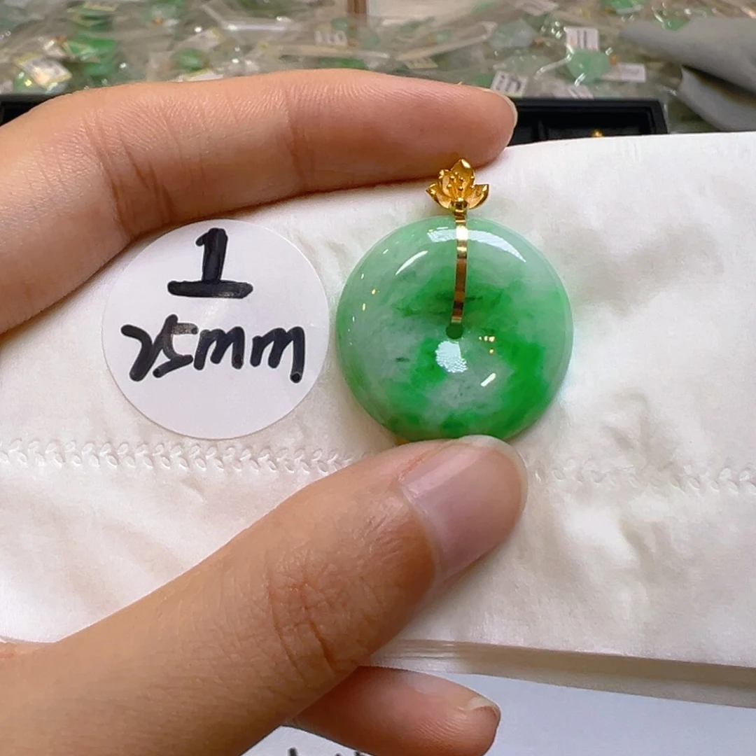 翡翠18K金镶嵌吊坠(不含链)翡翠