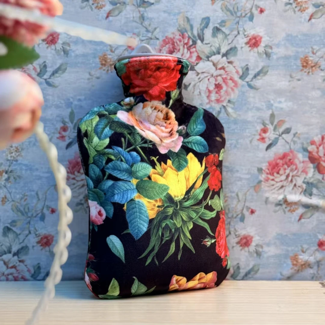 冲注水热水袋家用便携热敷暖水袋大号防爆pvc绒布印花暖手暖宫