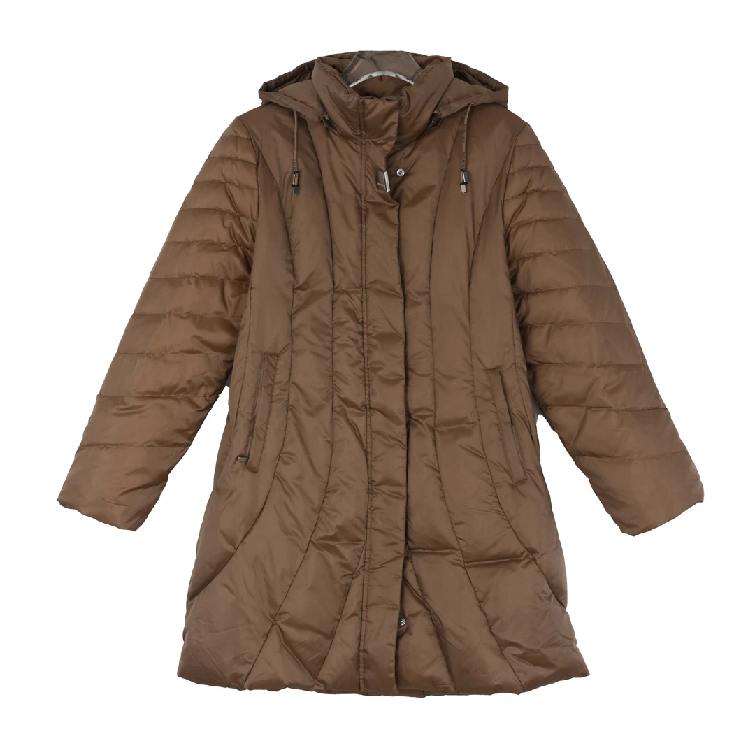 Balmain/巴尔曼女士复古咖色中长款轻便羽绒服BC46221