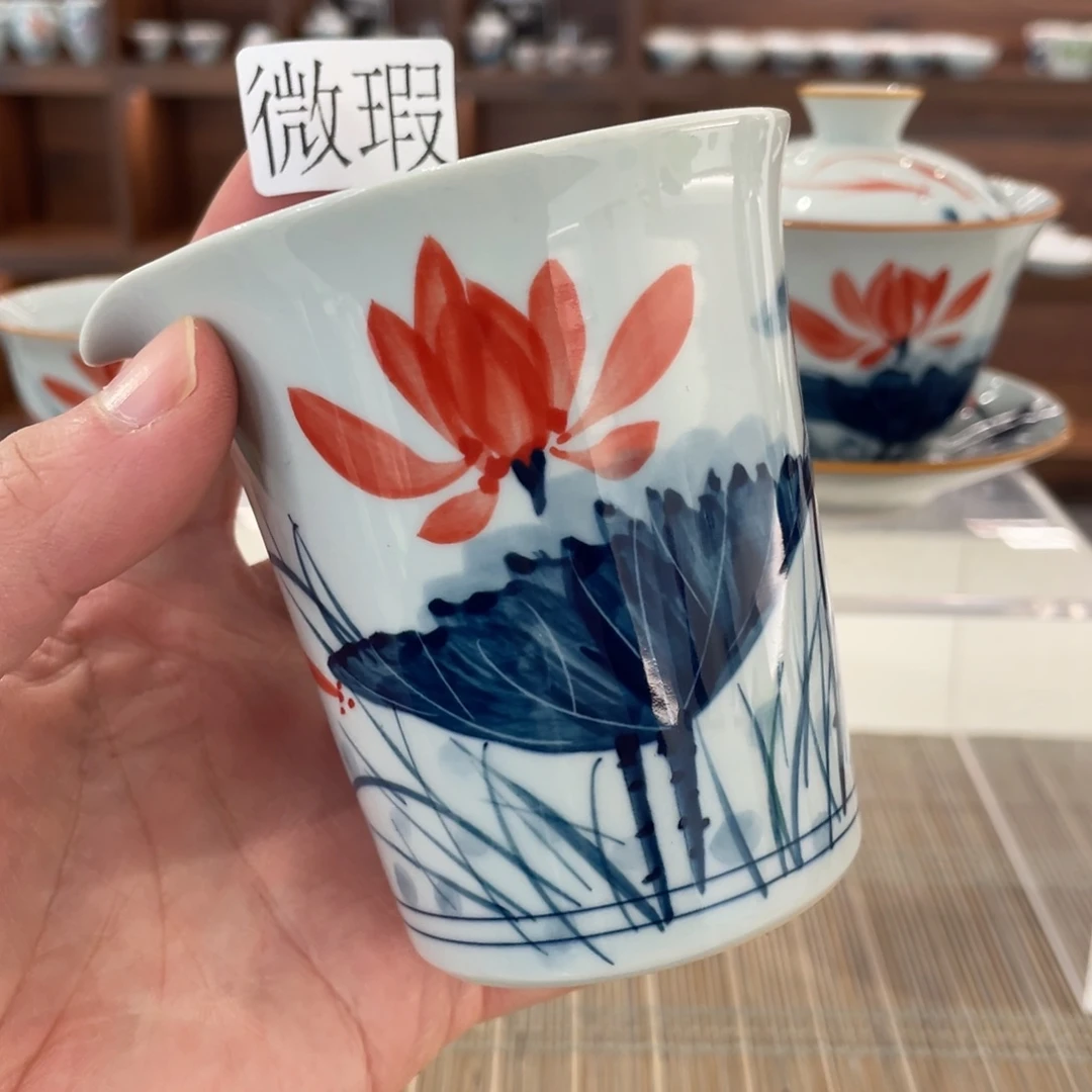 釉下手绘茶具微瑕