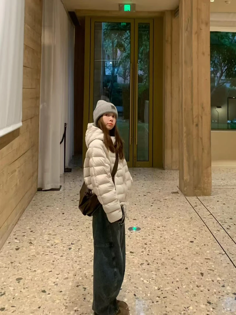 立领排骨棉服女2025冬季新款小个子休闲百搭保暖上衣牛仔裤两件套