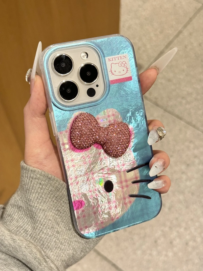 多彩蝴蝶结kt适用于苹果16手机壳iPhone15透明11大孔13软12颜值78