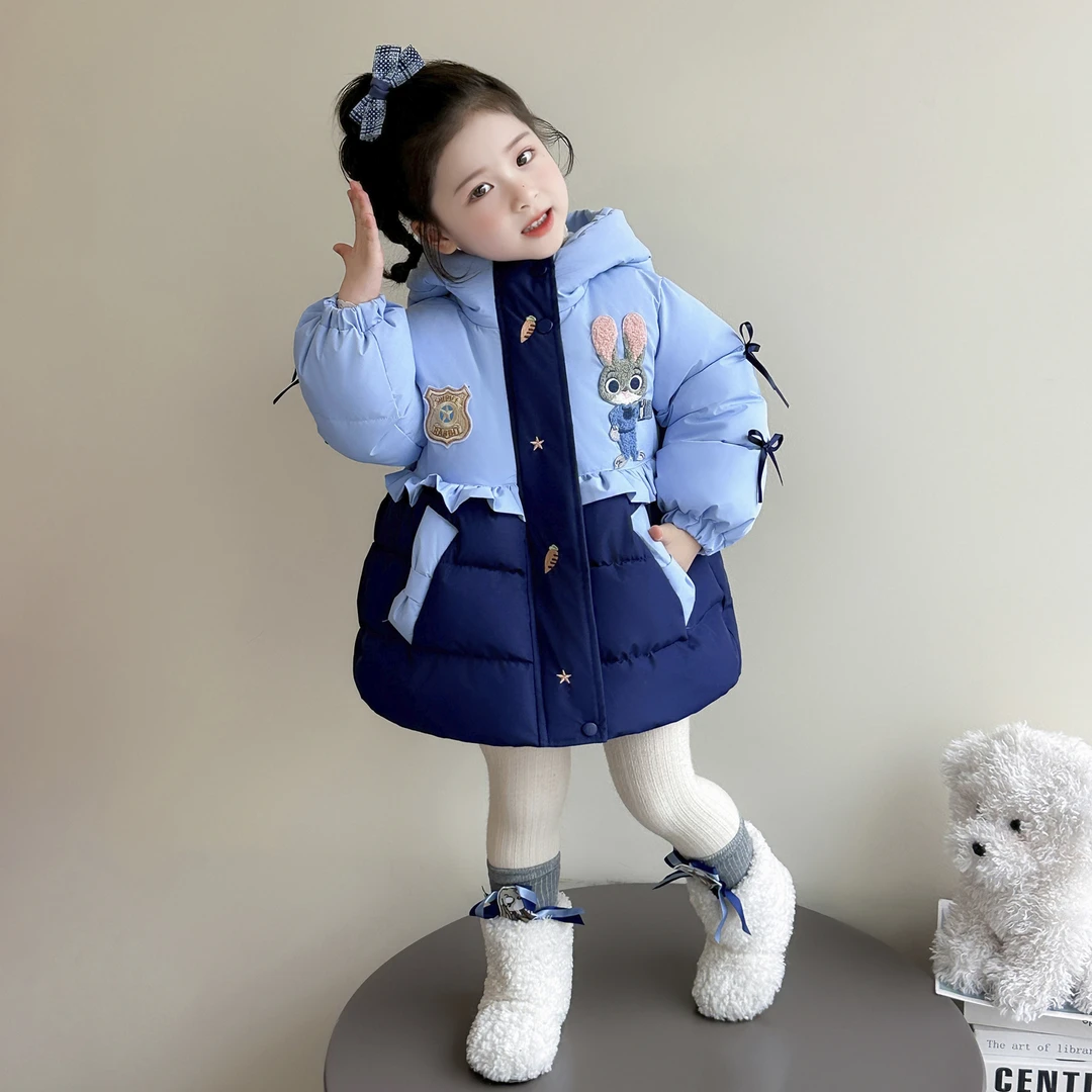 女童加厚外套儿童卡通洋气韩版加绒棉服小女孩宝宝冬装2025新款潮