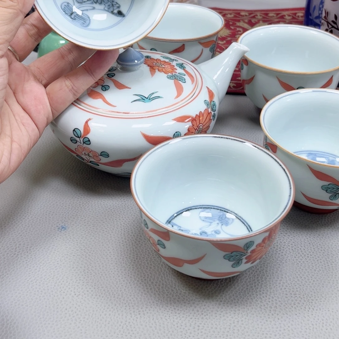 瓷片一壶五杯欢迎光临美桃儿