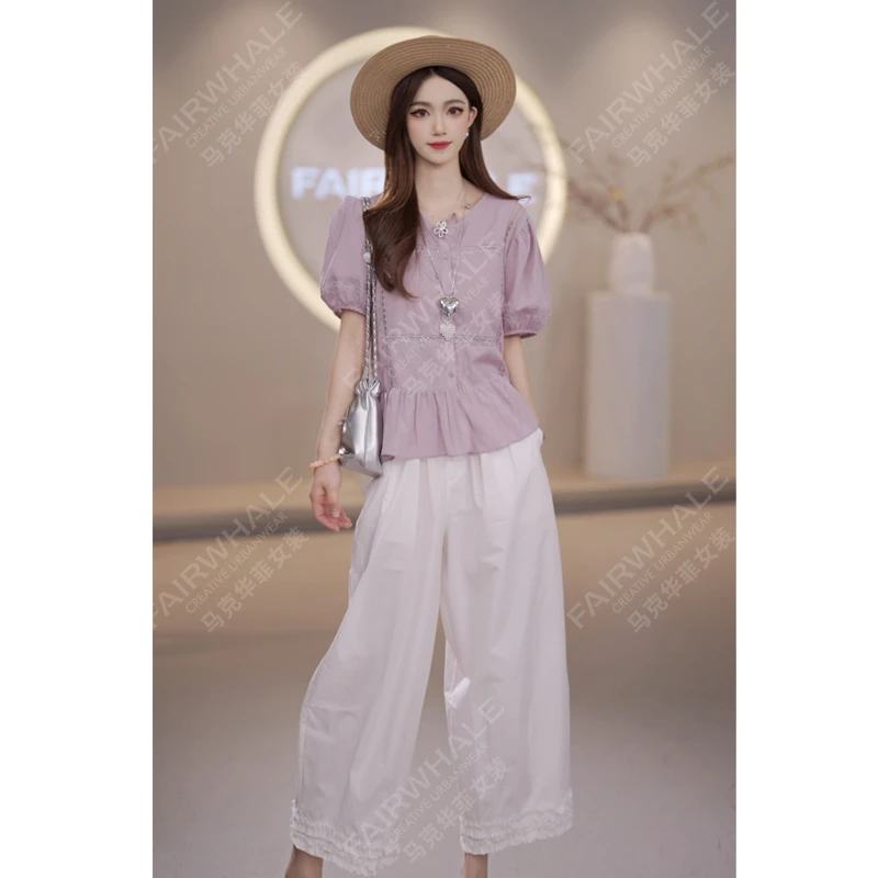 马克华菲女装时尚简约蕾丝花边设计感衬衫系带显瘦上衣舒适透气