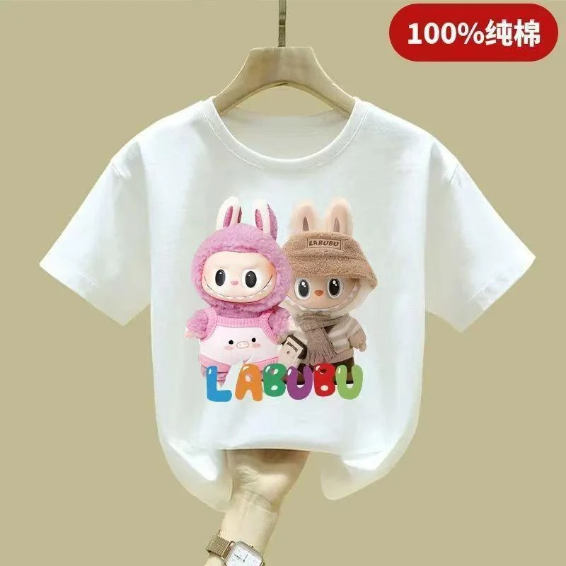 拉布布系列夏季2025新款纯棉短袖圆领t恤卡通潮流男童女童卡通
