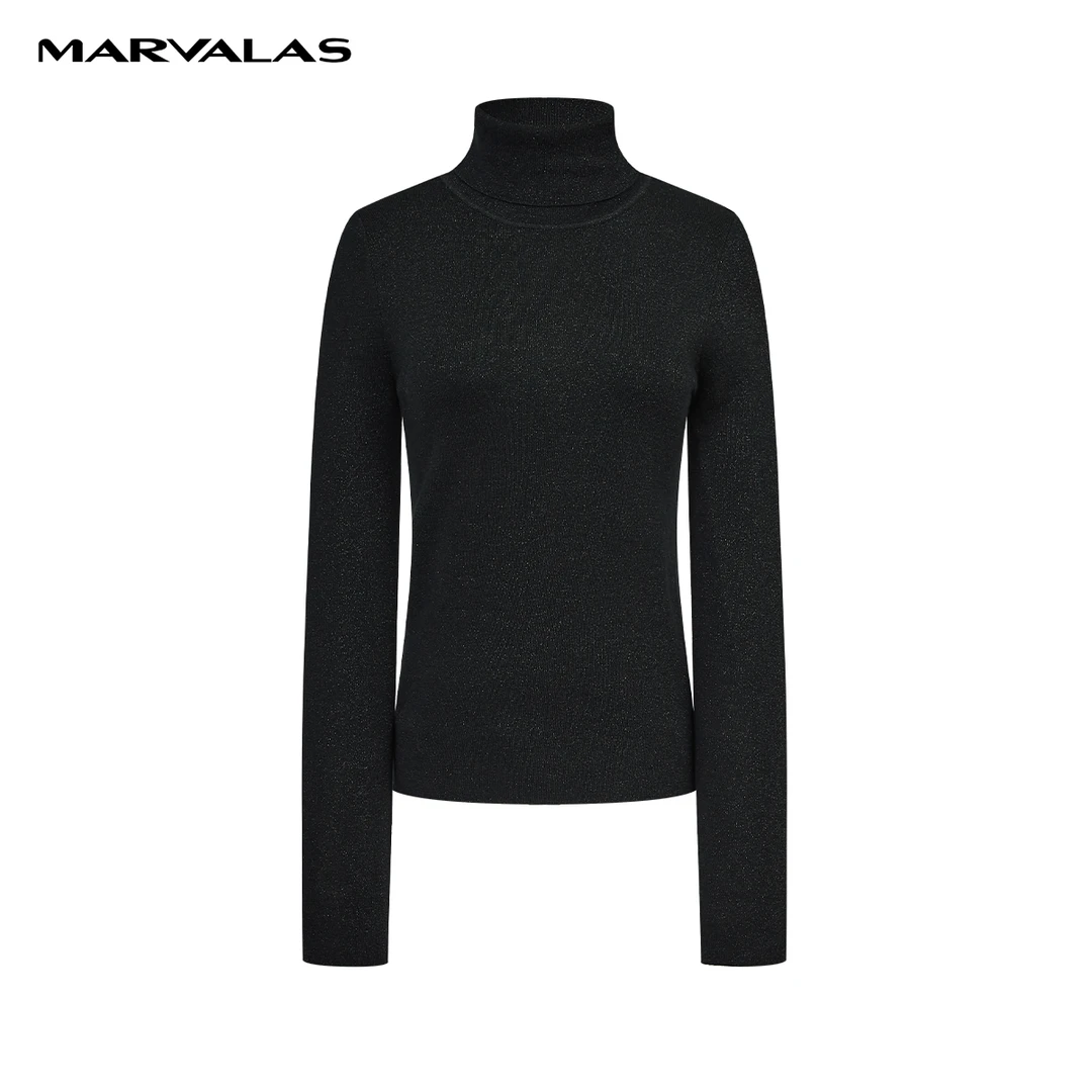 曼德诗半高圆领针织衫秋修身羊毛衫打底#M730219