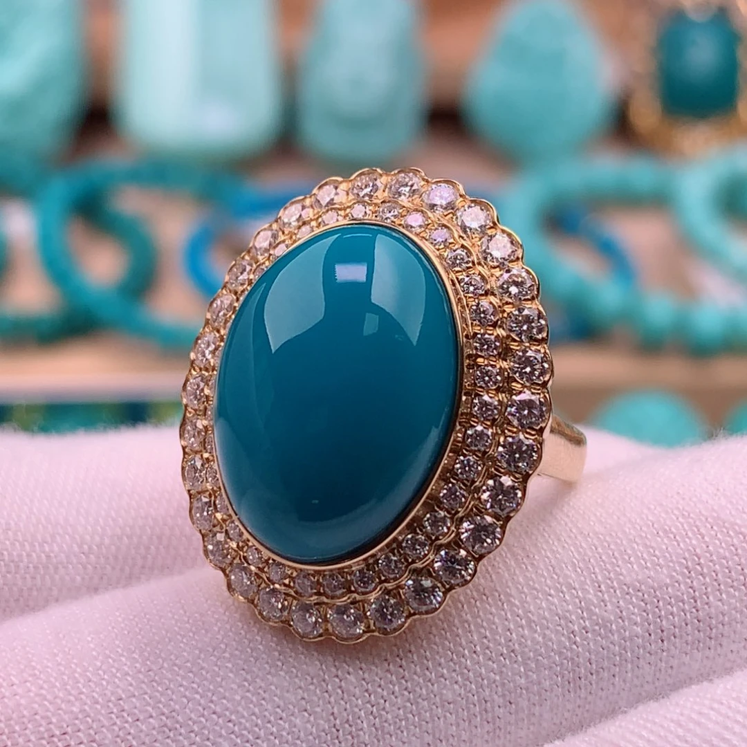 绿松石珠宝奇石18K金镶嵌