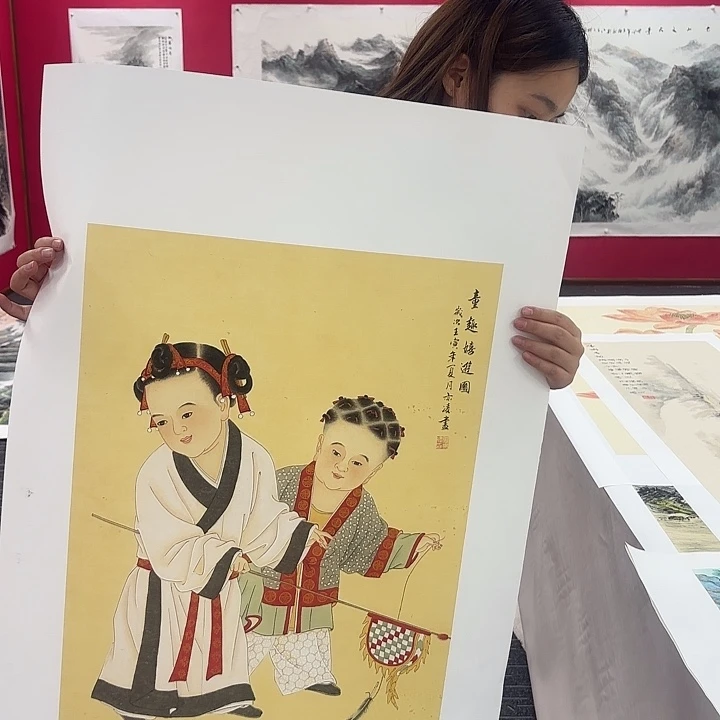 国画孩童图画作品
