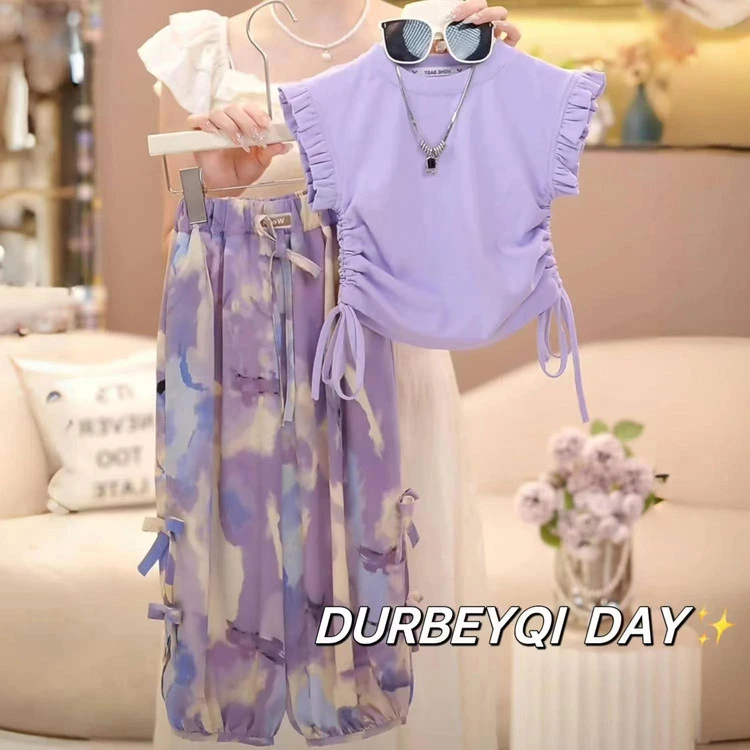 童装女童夏季套装2025新款中大童韩版背心女孩洋气防蚊裤两件套潮