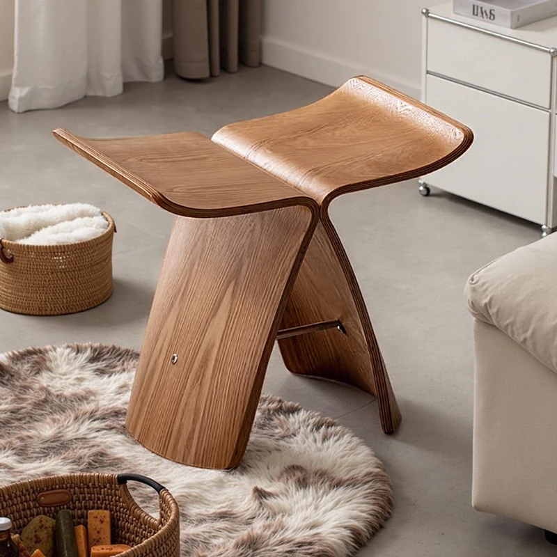 日式网红蝴蝶椅柳宗理蝴蝶凳中古曲木小矮凳衣帽间家用创意梳妆凳