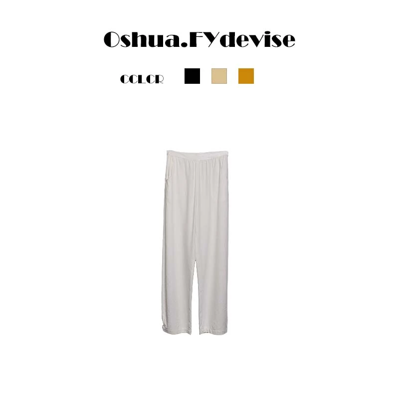 Oshua/欧诗嬅定制亚麻面料时尚松紧腰百搭休闲裤1006