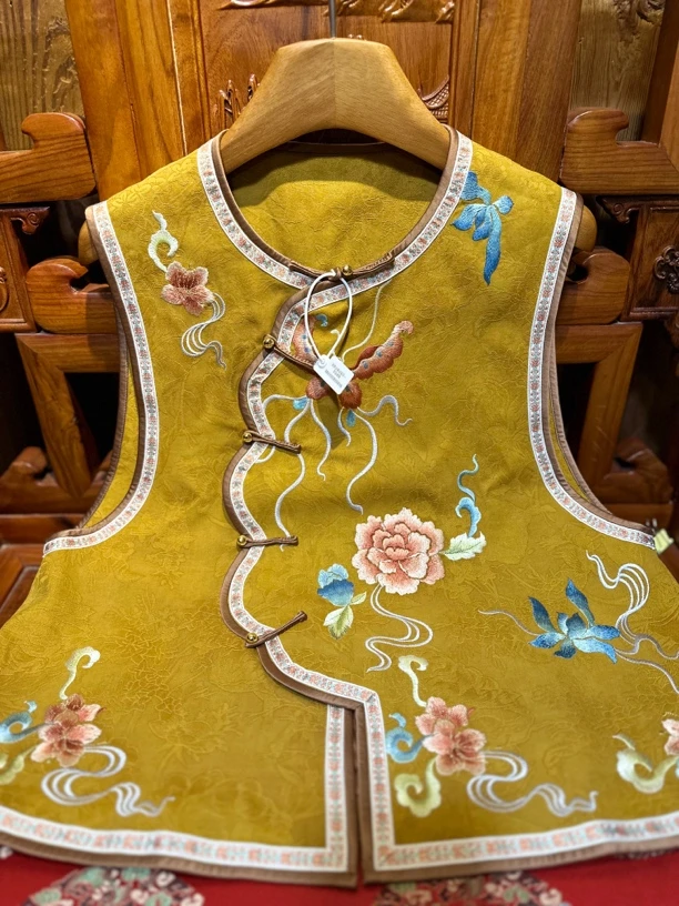 【麟韵华裳•新中式】新款重工刺绣新中式桑蚕丝香云纱马甲