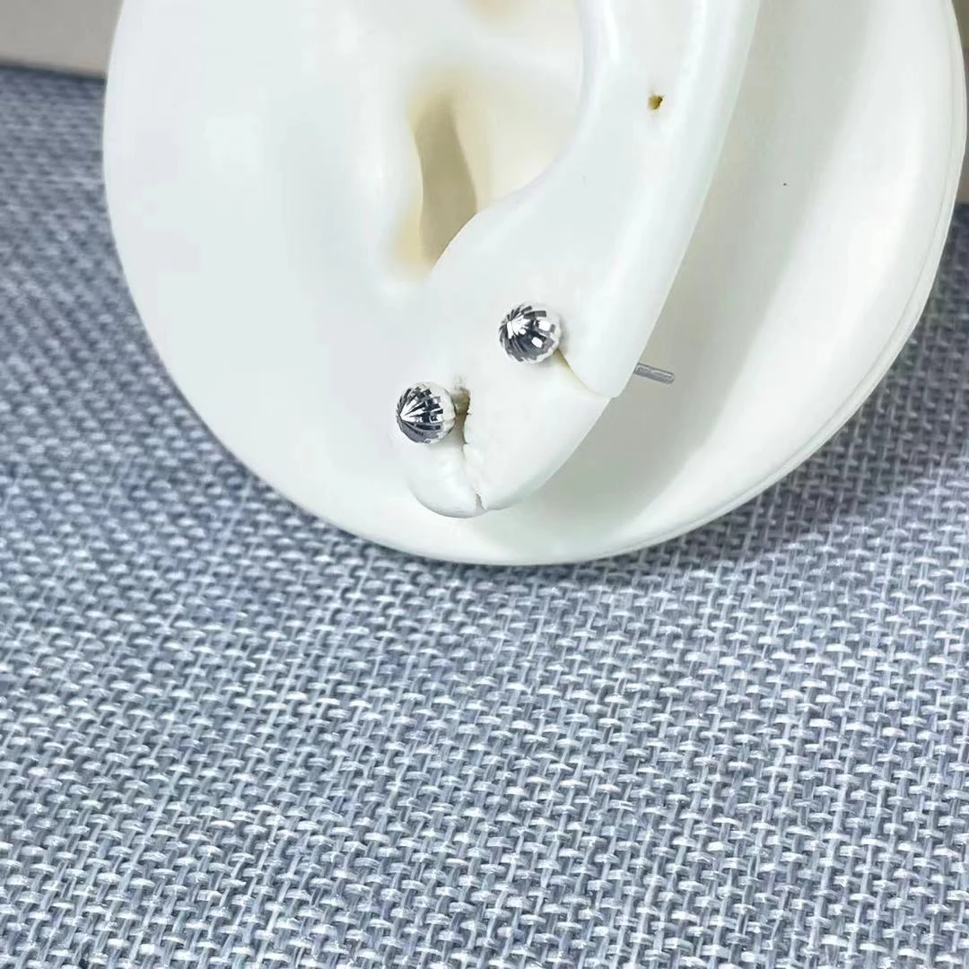 PT950铂金耳饰  车花豆豆耳钉  气质百搭 S